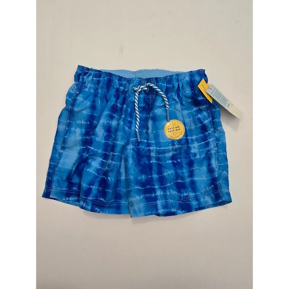 Cat & Jack Boys Blue Tie Dye Swim Trunks Size XS 4/5 NWT